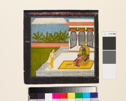 The poet Bihari Lal venerates Krishna and Radhafront