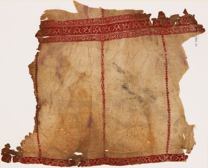 Textile fragment from a tunic with geometric bandsfront