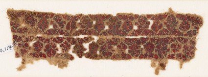 Textile fragment with bands of scrollsfront