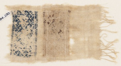 Textile fragment with interlacing diamond-shapesfront