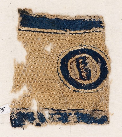 Textile fragment with circle and pseudo-inscriptionfront