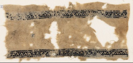 Textile fragment with bands of stylized leavesfront