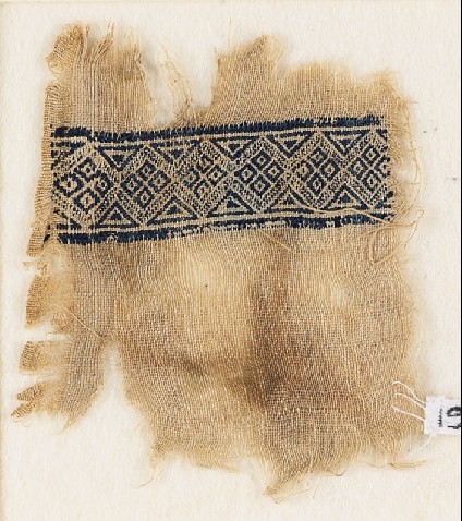 Textile fragment with band of diamond-shapesfront
