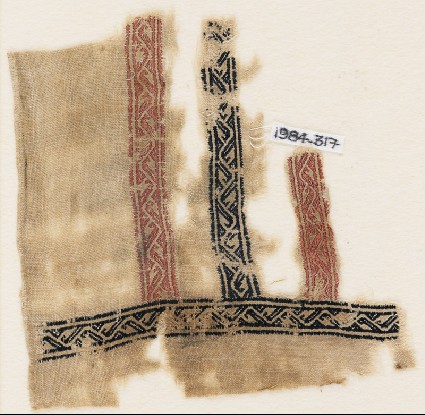 Textile fragment with bands of vines and leaves, probably from a garmentfront