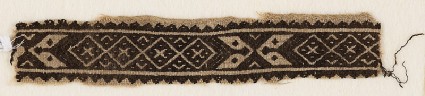 Textile fragment with band of linked-diamonds and cartouchesfront