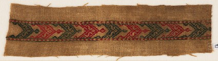 Textile fragment with band of chevrons, S-shapes, and leavesfront