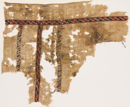Textile fragment with bands of leaves and lozengesfront