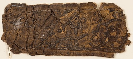 Leather fragment with interlace, possibly from a book coverfront