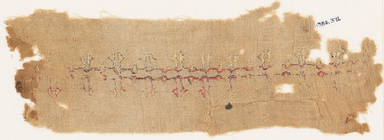 Textile fragment with band of inscriptionfront