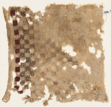 Textile fragment with swastika-filled squaresfront