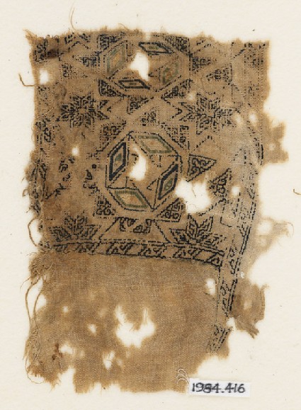 Textile fragment with eight-pointed stars and lozengesfront