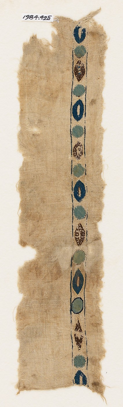 Textile fragment with circles and ovalsfront