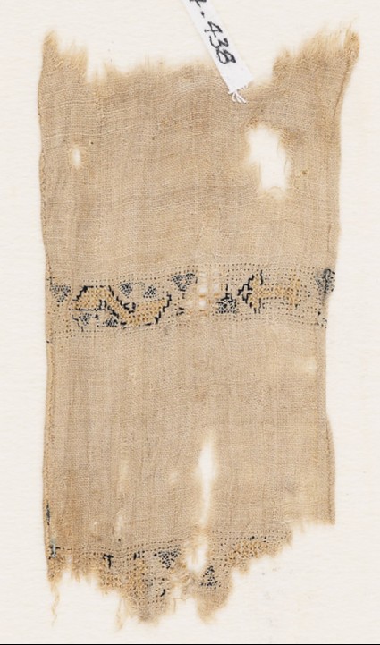 Textile fragment with two parallel bandsfront