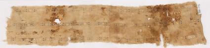Textile fragment with three bands of hexagonsfront