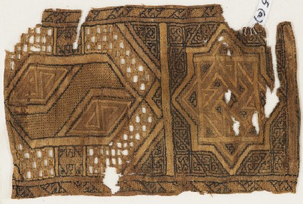 Textile fragment, possibly from a sash or shawlfront