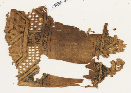 Textile fragment, possibly from a sash or shawlfront