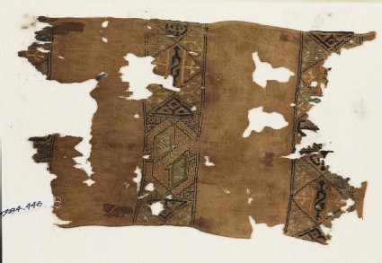 Textile fragment with squares and hexagonsfront