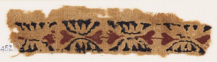 Textile fragment with paired heartsfront