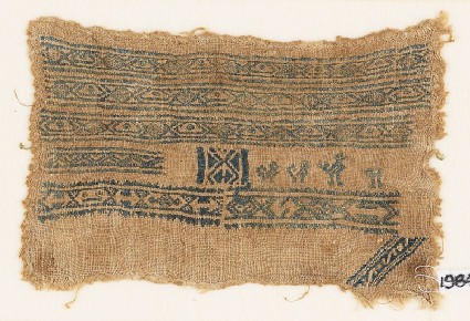 Sampler fragment with bands of diamond-shapes and ovalsfront