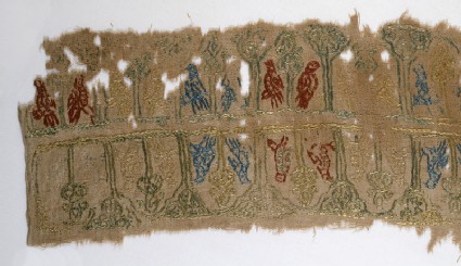 Textile fragment with birdsfront