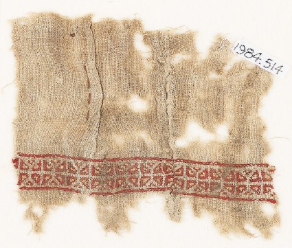 Textile fragment with two rows of trianglesfront