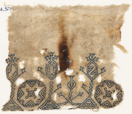 Textile fragment with three stylized treesfront