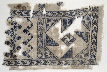 Textile fragment with geometric patternsfront
