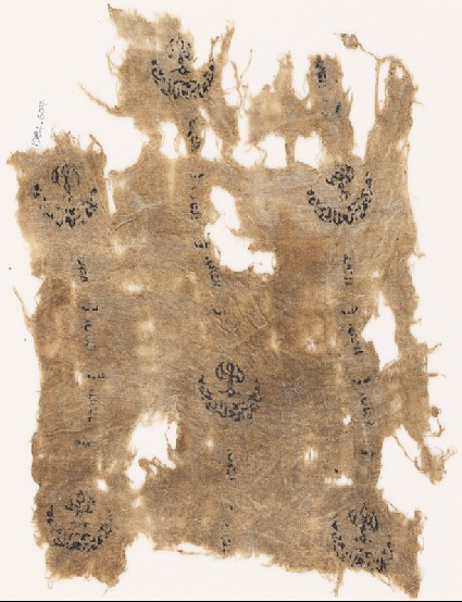 Textile fragment with three rows of crescentsfront