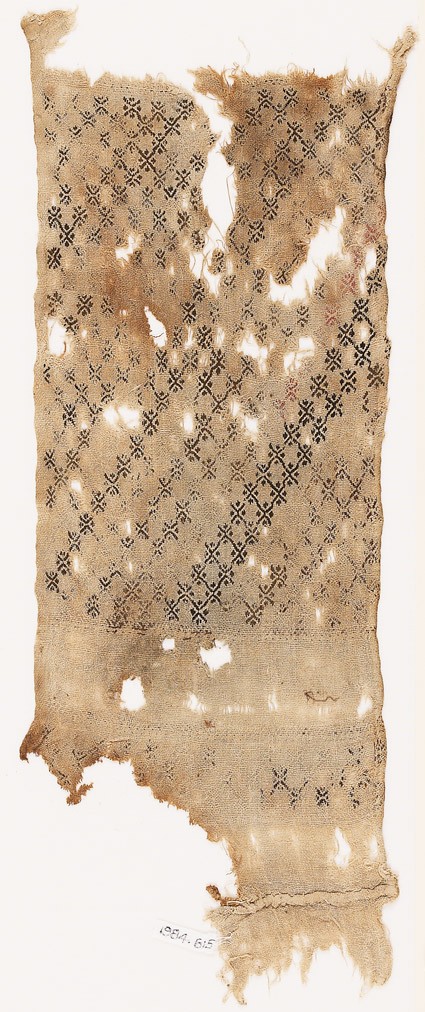 Textile fragment with interlinking crossesfront