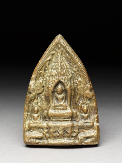 Votive plaque of the Buddha with attendant figuresfront