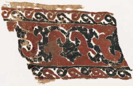 Textile fragment with vine, tendrils, and trefoilsfront