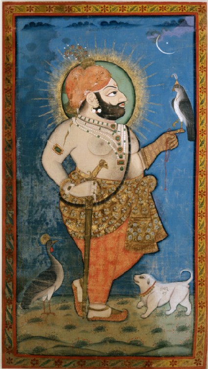 Maharana Bhim Singh with a hawkfront