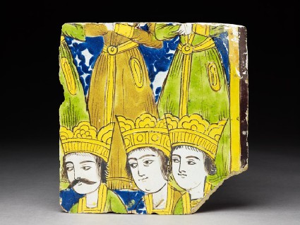 Frieze tile with crowned figurestop