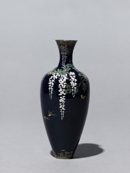 Baluster vase with wisteria and birdsside