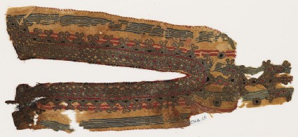 Textile fragment from the neck opening of a garmentfront