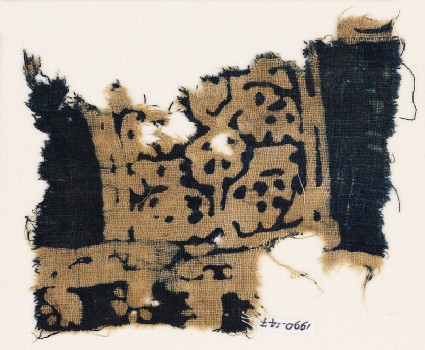 Textile fragment, possibly with squares and stylized animalsfront
