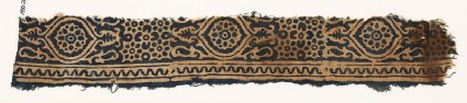 Textile fragment with medallions, and rosettes set into linked starsfront
