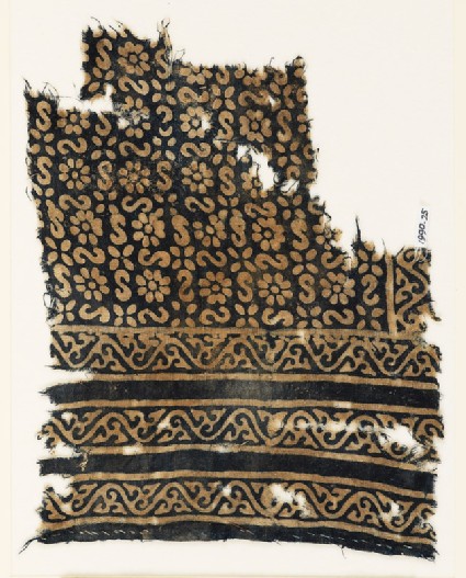 Textile fragment with S-shapes, rosettes, and flowersfront