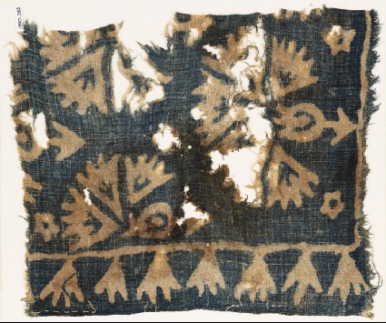 Textile fragment, possibly with plants and carnationsfront