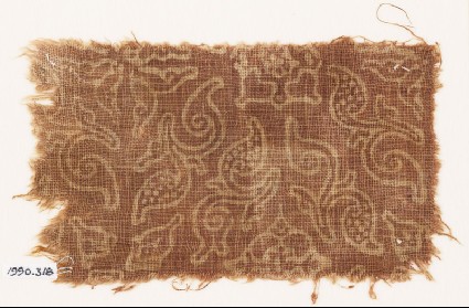 Textile fragment with stylized plants and quatrefoilsfront
