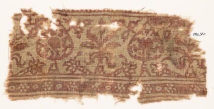 Textile fragment with stylized treesfront