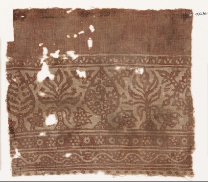 Textile fragment with stylized treesfront