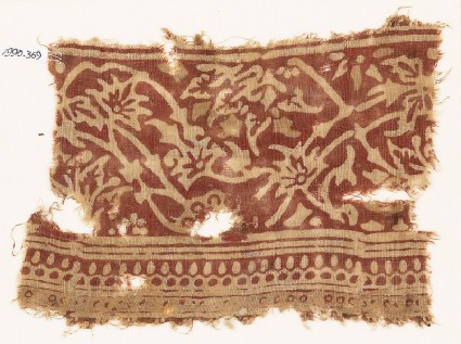 Textile fragment with vines and flowersfront