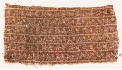 Textile fragment with bands of flowersfront