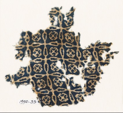 Textile fragment with linked crosses and Maltese crossesfront