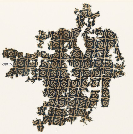 Textile fragment with linked crosses and Maltese crossesfront