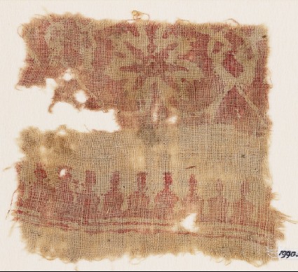 Textile fragment with flower and interlacefront
