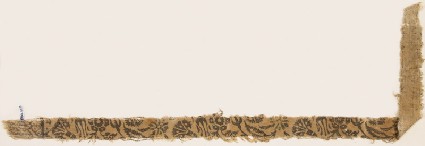 Textile fragment with leaves, carnations, and round flower-headsfront