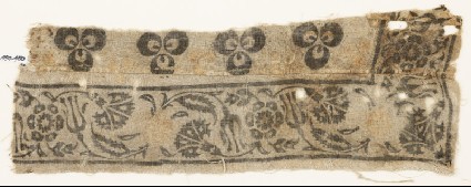 Textile fragment with carnations, rosettes, and tulipsfront