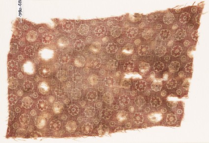 Textile fragment with small rosettes and dotsfront